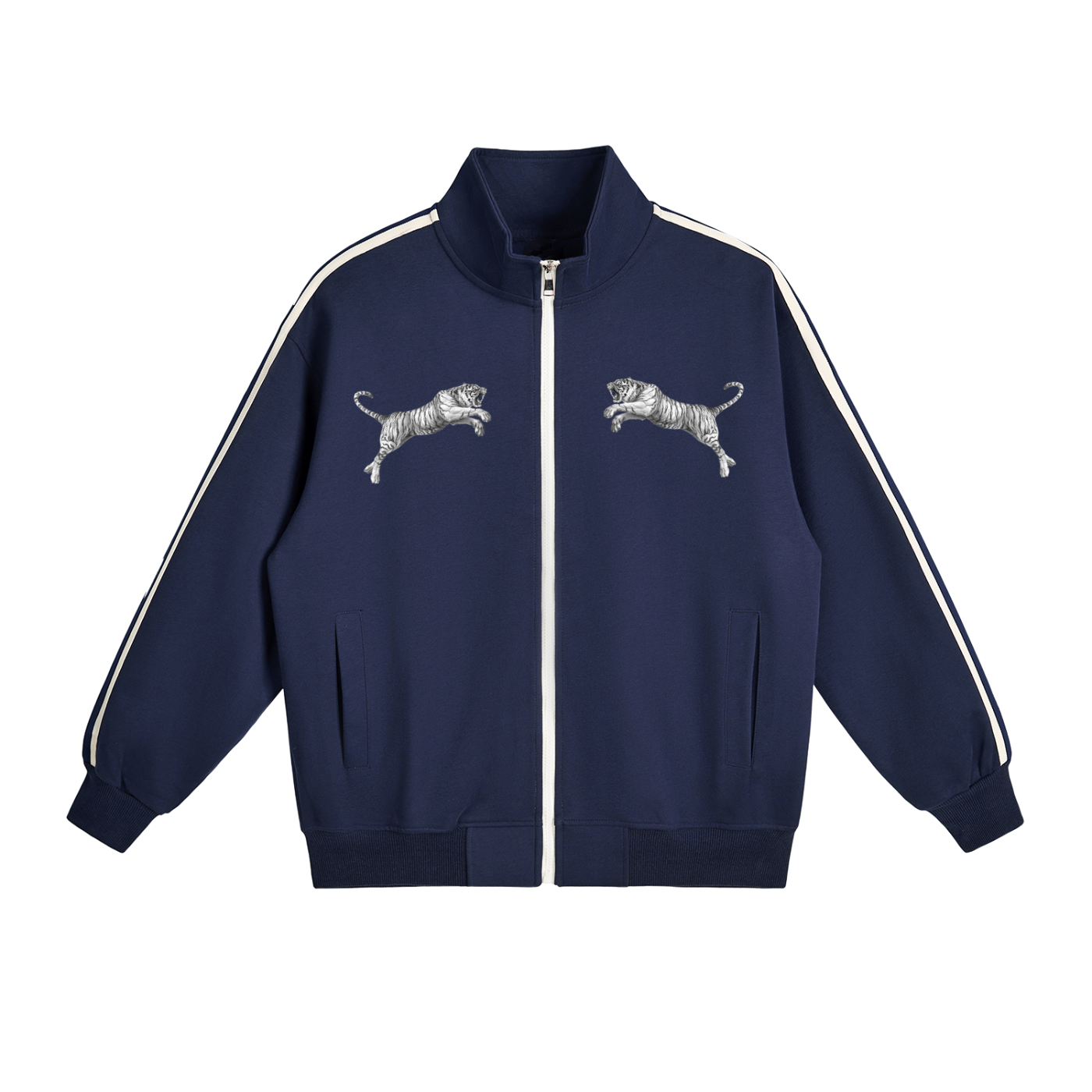 Contrast Side-Stripe Stand Collar  Jacket