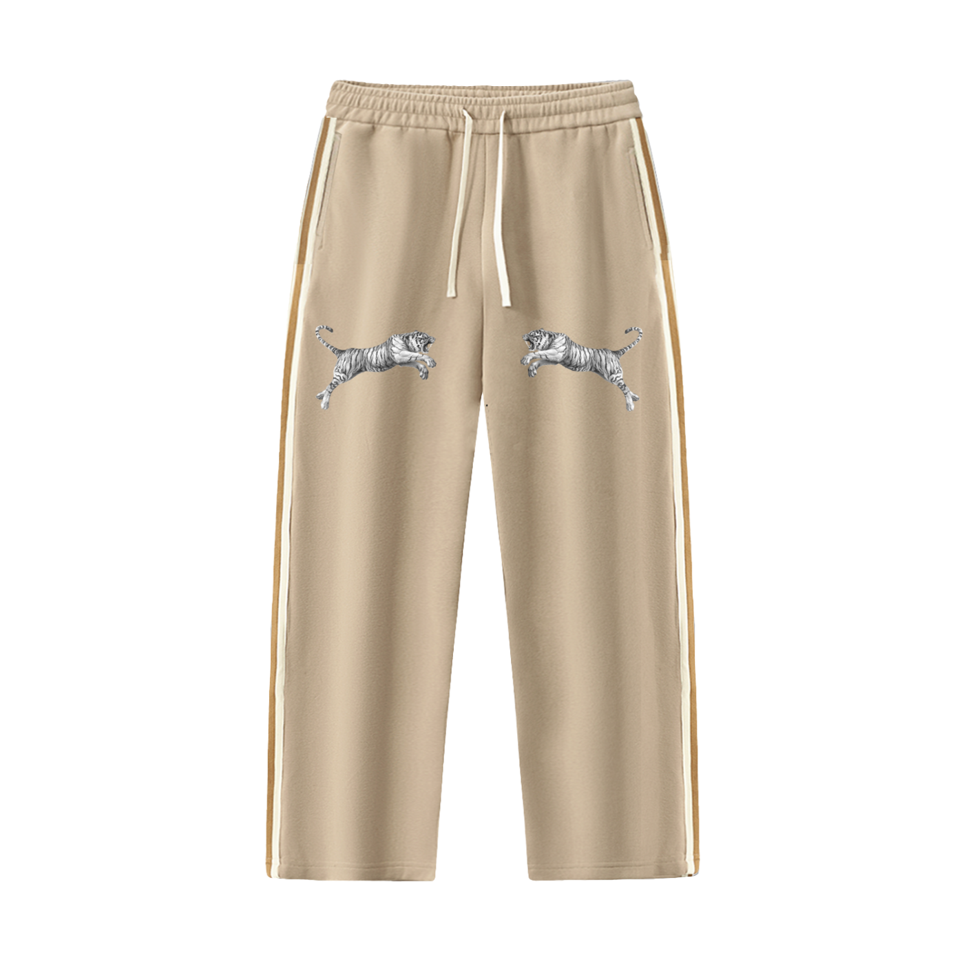 Contrast Side-Stripe Straight-Leg  Pants