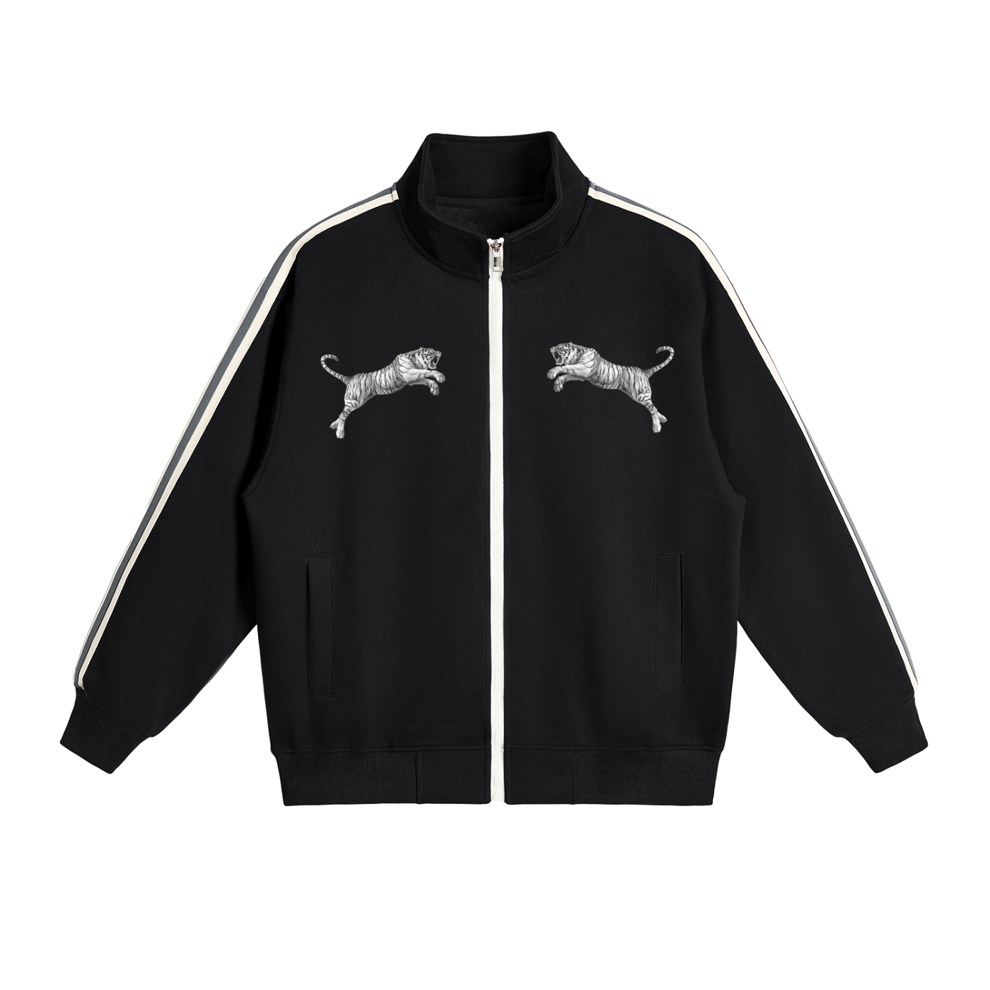 Contrast Side-Stripe Stand Collar  Jacket