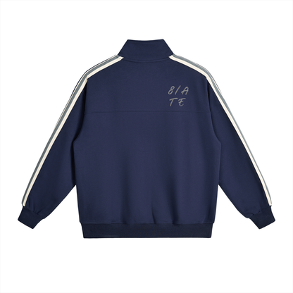 Contrast Side-Stripe Stand Collar  Jacket